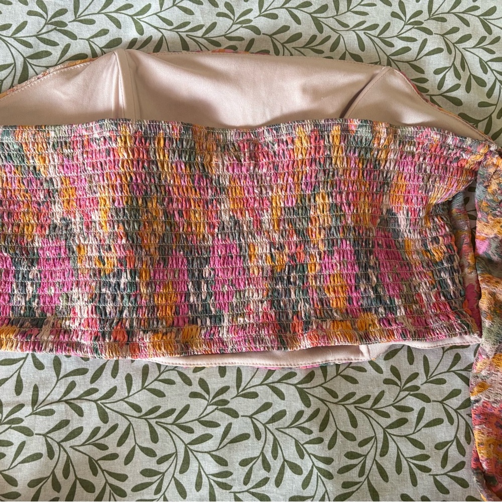 Wild Fable Pink and Orange Cropped Fitted Crop Top